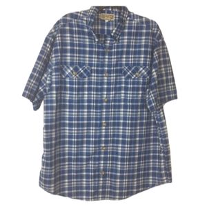 Duluth Trading blue/white plaid short sleeve shirt